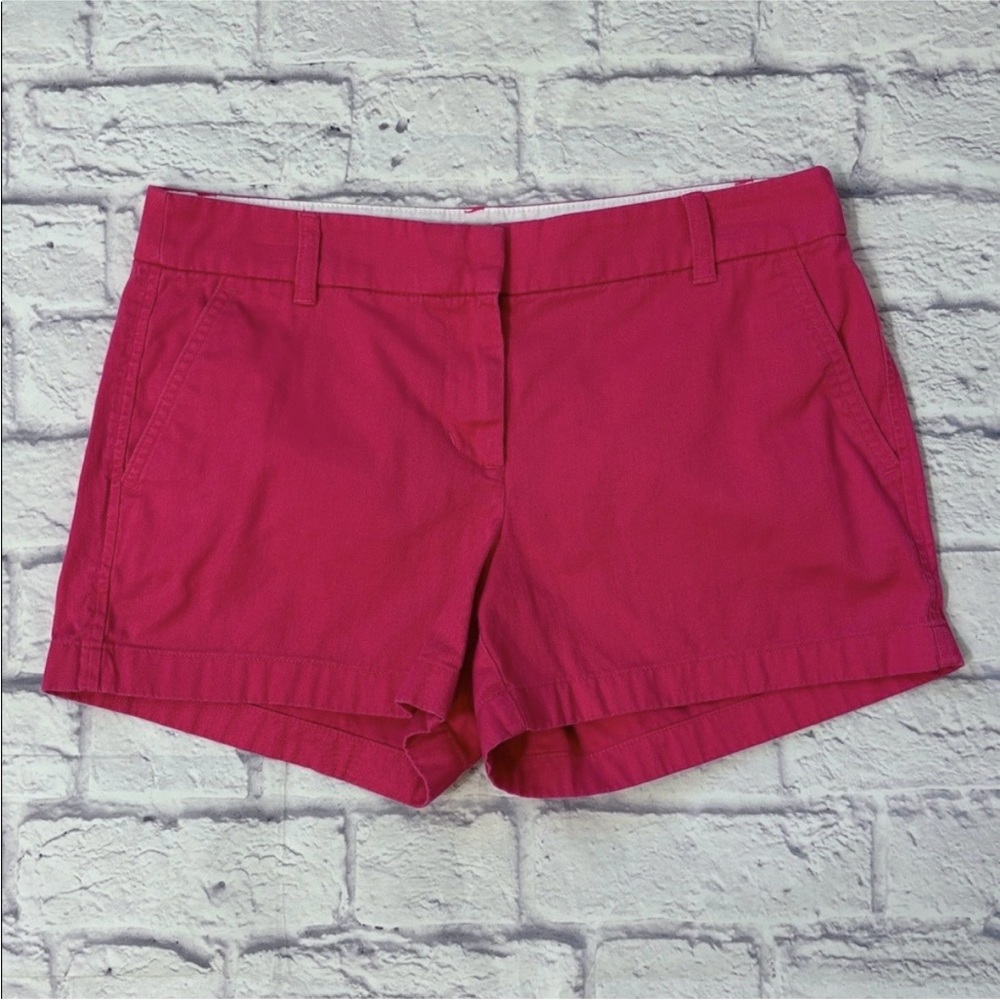 J Crew Pink Chino Shorts Plain Front Mid Rise 3.25 Inch Inseam Women’s Size 6